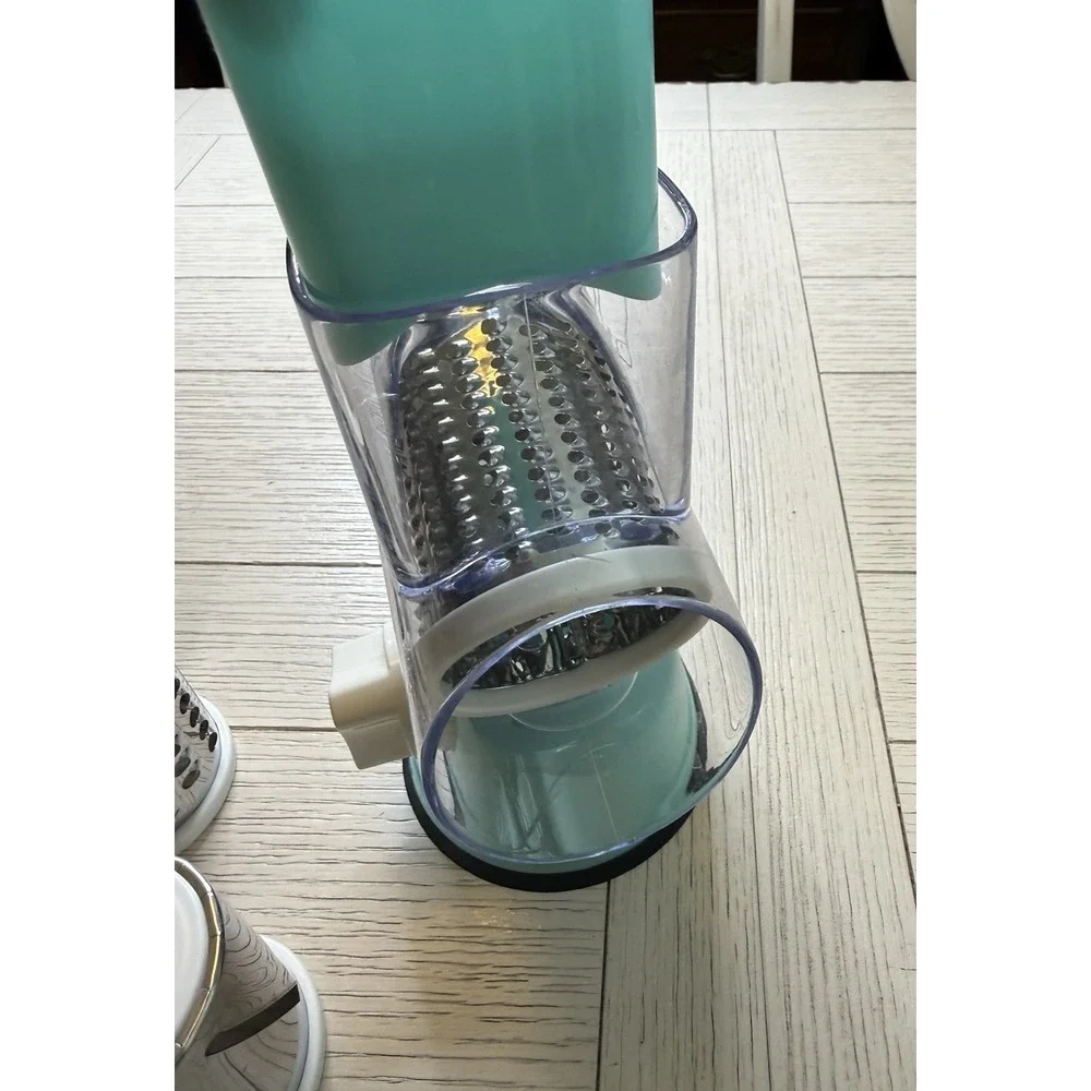 Rotary Cheese Grater GrinderHand Crank Kitchen Shredder Slicer Mandolin 3 Blades